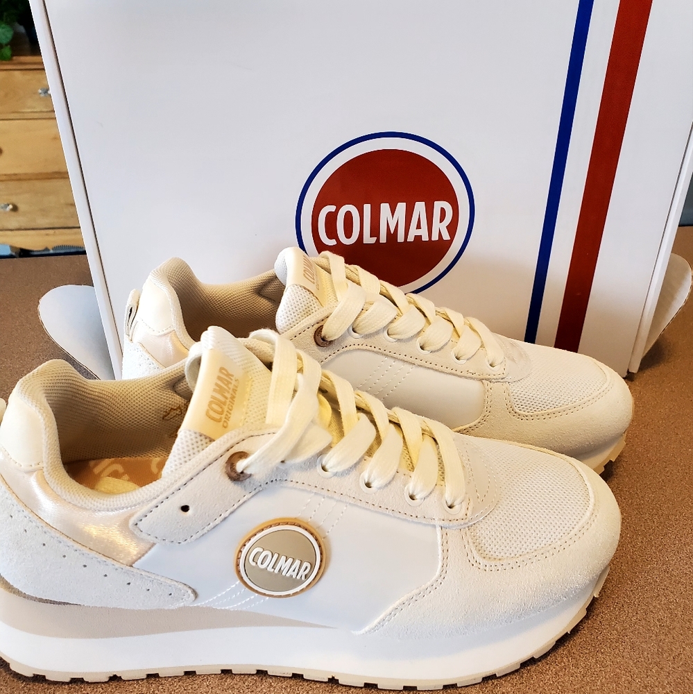 Colmar Off-White Sneakers with Tan Accents. NWT and box!